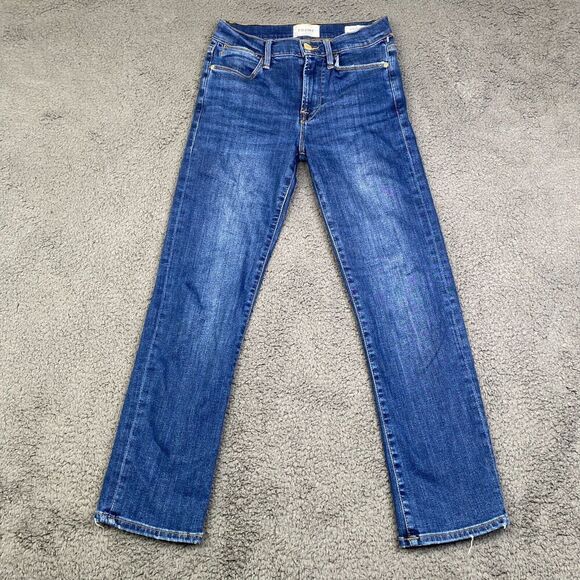 Frame Women's Blue Le High Stretch Straight Ankle Jeans Pants Size 25 - Picture 1 of 11